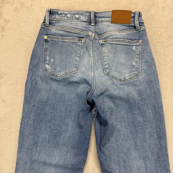 Judy Blue Jeans Womens 3/26 Slim Fit Distressed Light Wash Stretch Tummy Control - Picture 9 of 15